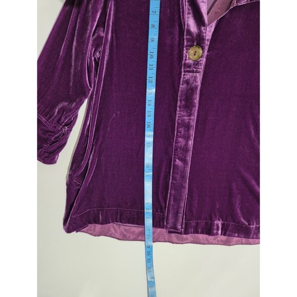 John Mark Women's Shirt Top Size M Long Sleeve Relaxed Fit Velvet Purple (16) - Picture 3 of 12